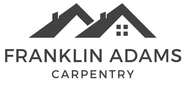 Franklin Adams Carpentry logo with stylized dark gray rooftops above text